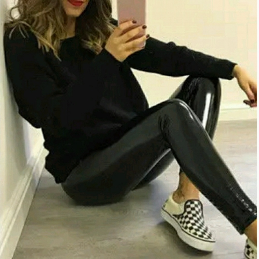 Wet look pants